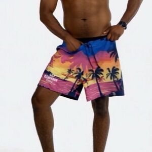 Corona tropical print shorts.
